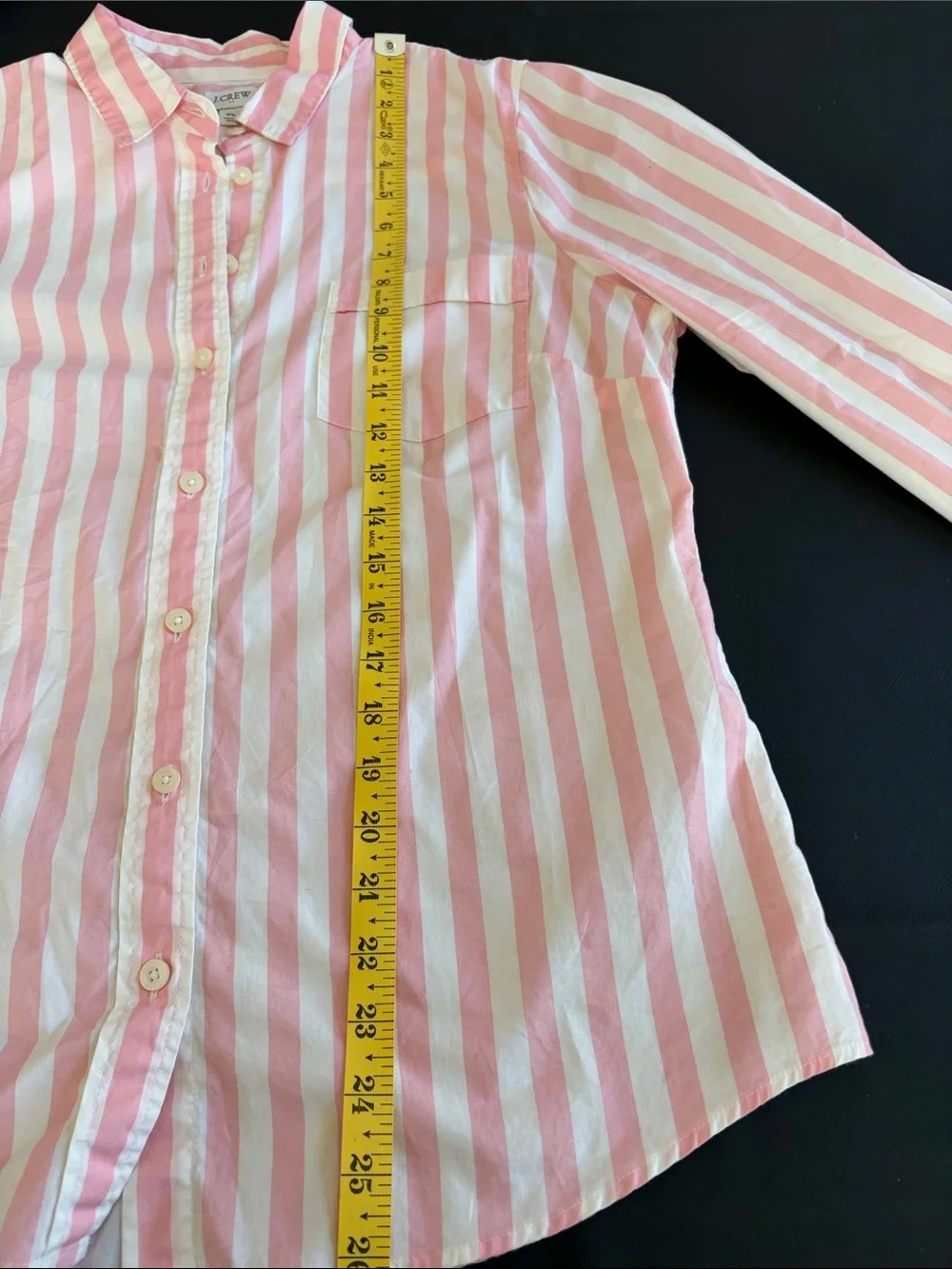 J.Crew Pink White Stripe Stretch Button Front Shirt Petite Large PL Cotton Top